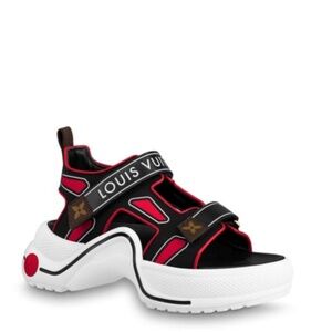 Fashion  Women LV Archlight Sporty Sandal Monogram Leather Canvas-Red